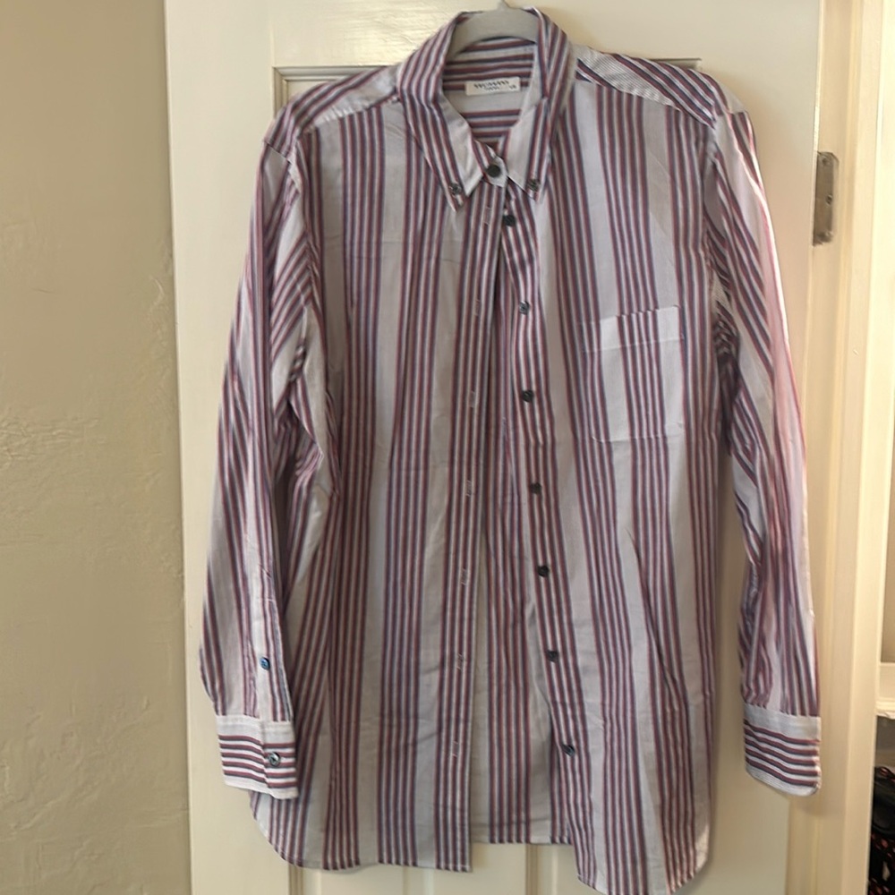 Equipment Purple and White Striped Button Down Shirt